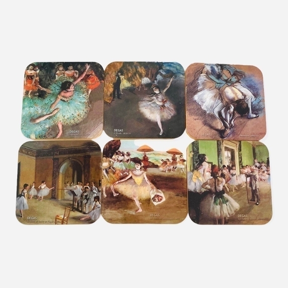 NIB Dessous De Verres Paris Coasters Degas Ballerinas Coasters Mug Coaster Set - Picture 2 of 5